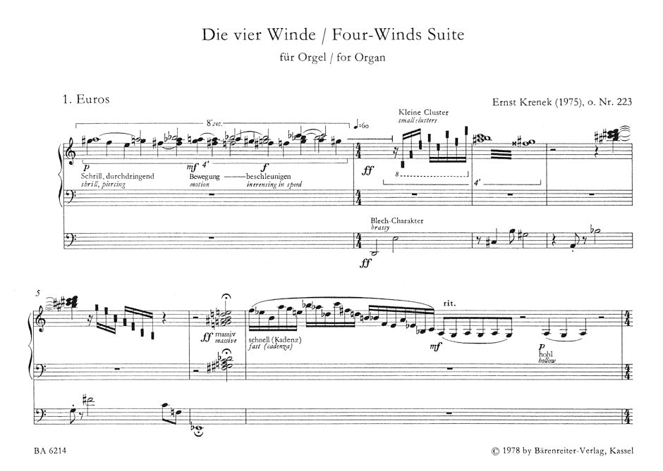 Krenek: Four Winds Suite, Op. 223