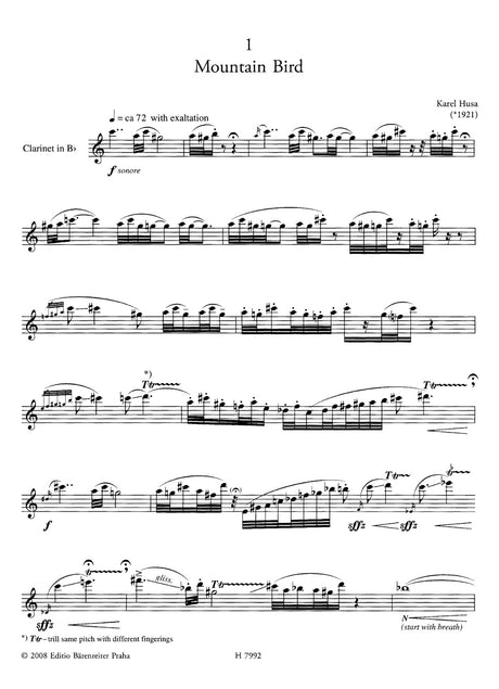 Husa: Three Studies for Solo Clarinet