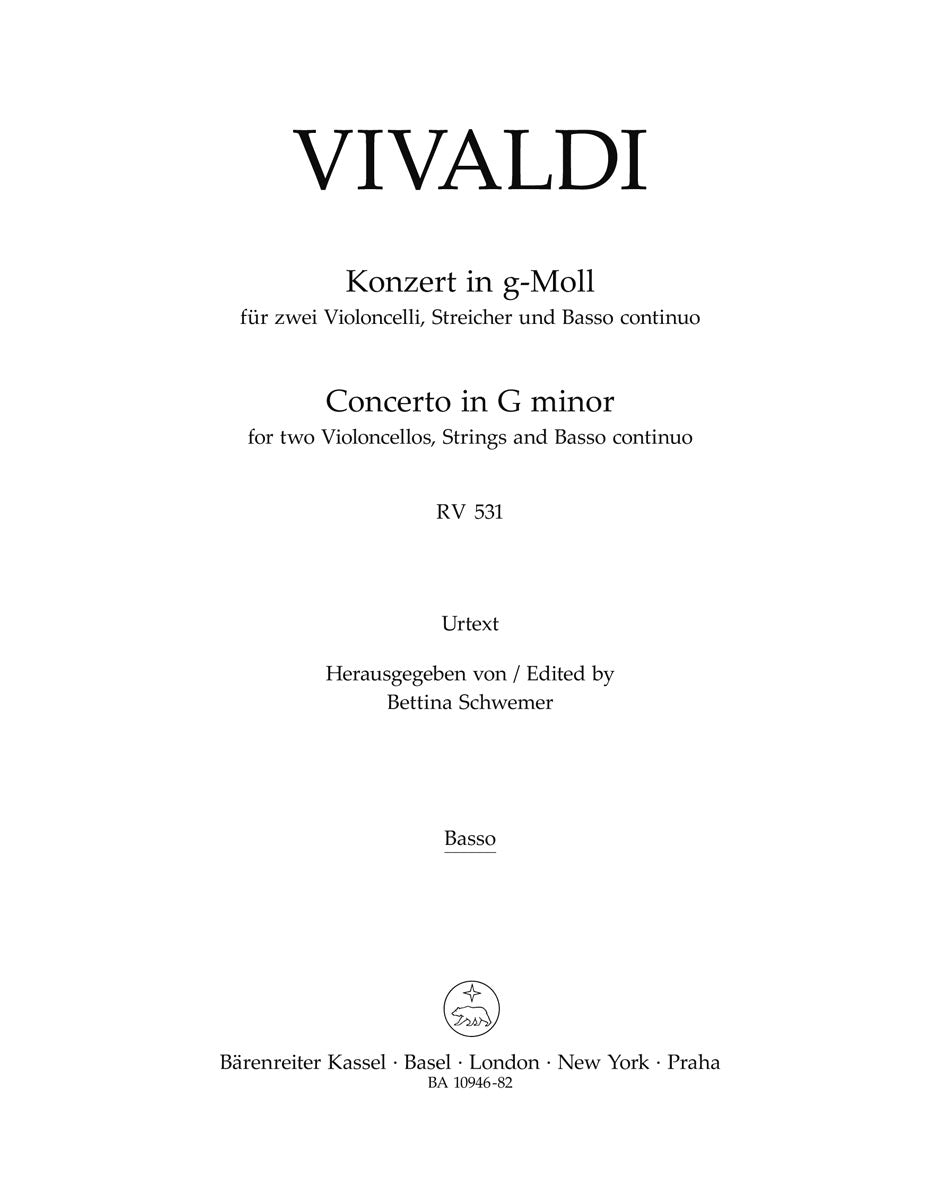 Vivaldi: Concerto for 2 Cellos in G Minor, RV 531