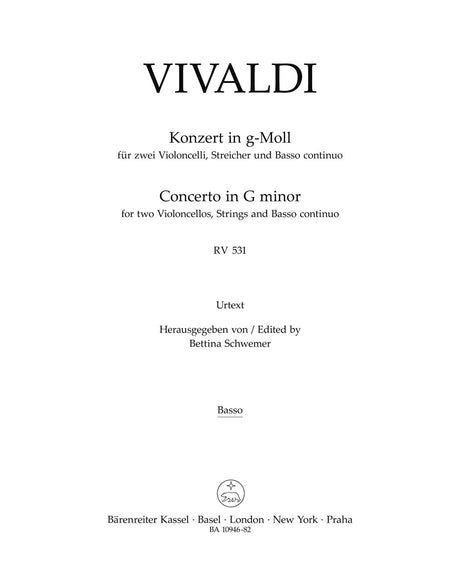 Vivaldi: Concerto for 2 Cellos in G Minor, RV 531