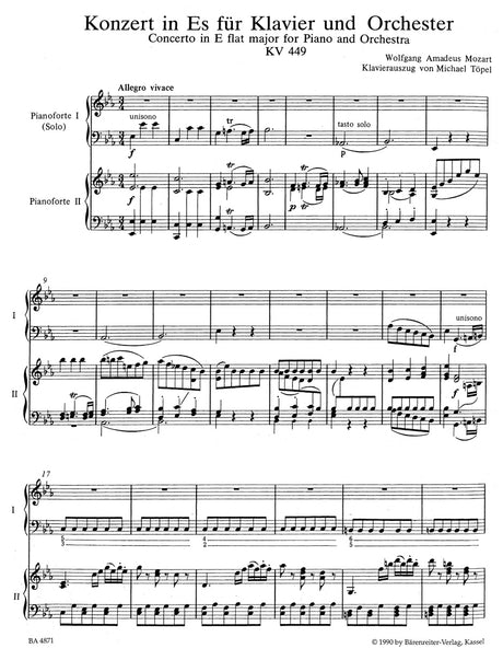 Mozart: Piano Concerto No. 14, K. 449 (Version for Piano & String Quartet)