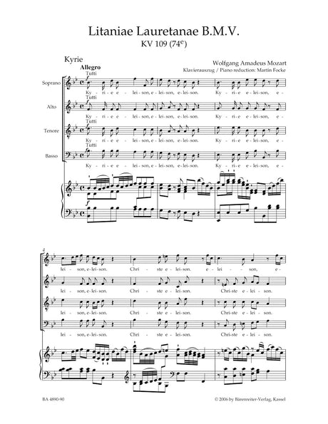 Mozart: Litaniae Lauretanae B.M.V. in B-flat Major, K. 109 (74e)