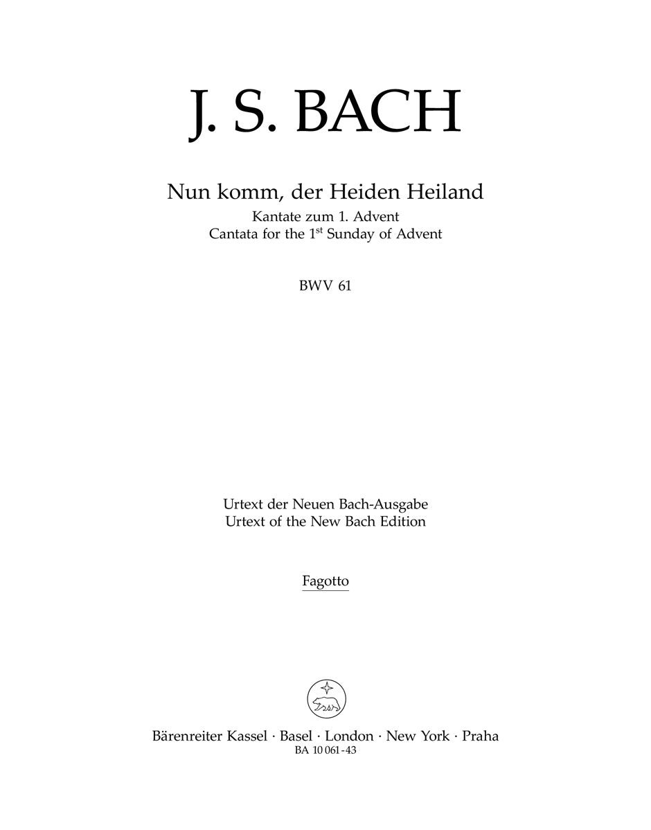 Bach: Nun komm, der Heiden Heiland, BWV 61