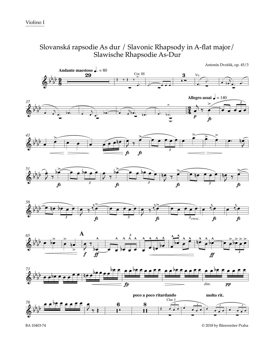 Dvořák: Slavonic Rhapsody in A-flat Major, B. 86, Op. 45, No. 3