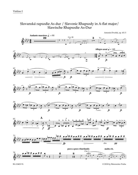 Dvořák: Slavonic Rhapsody in A-flat Major, B. 86, Op. 45, No. 3