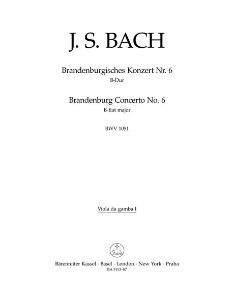 Bach: Brandenburg Concerto No. 6 in B-flat Major, BWV 1051 (with performance markings)